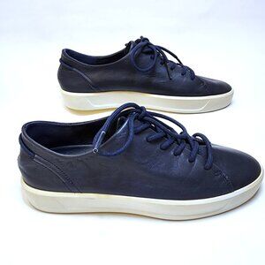 Ecco Soft 8 Walking Sneakers Shoes Navy Blue Leather Womens Size EU 39 US 8